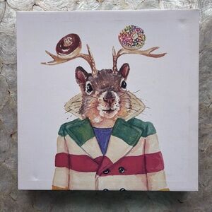 Whimsical Squirrel wearing Hudson’s Bay Coat  Art Print - Multicolor